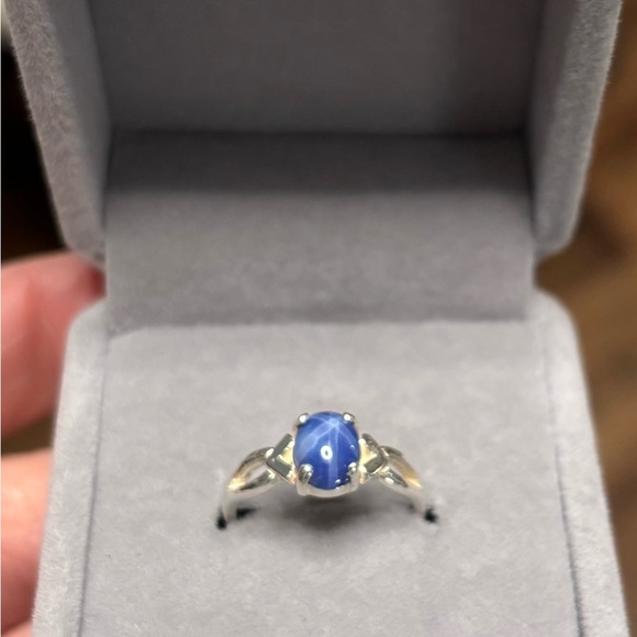 Beautiful 6 Ray Blue Star Sapphire in 925 Sterling Silver Ring Size 5.5 - Picture 5 of 6